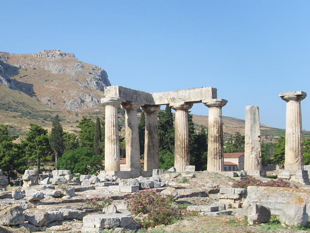 Temple of Apollo and Acrocorinth, Corinth, Greece