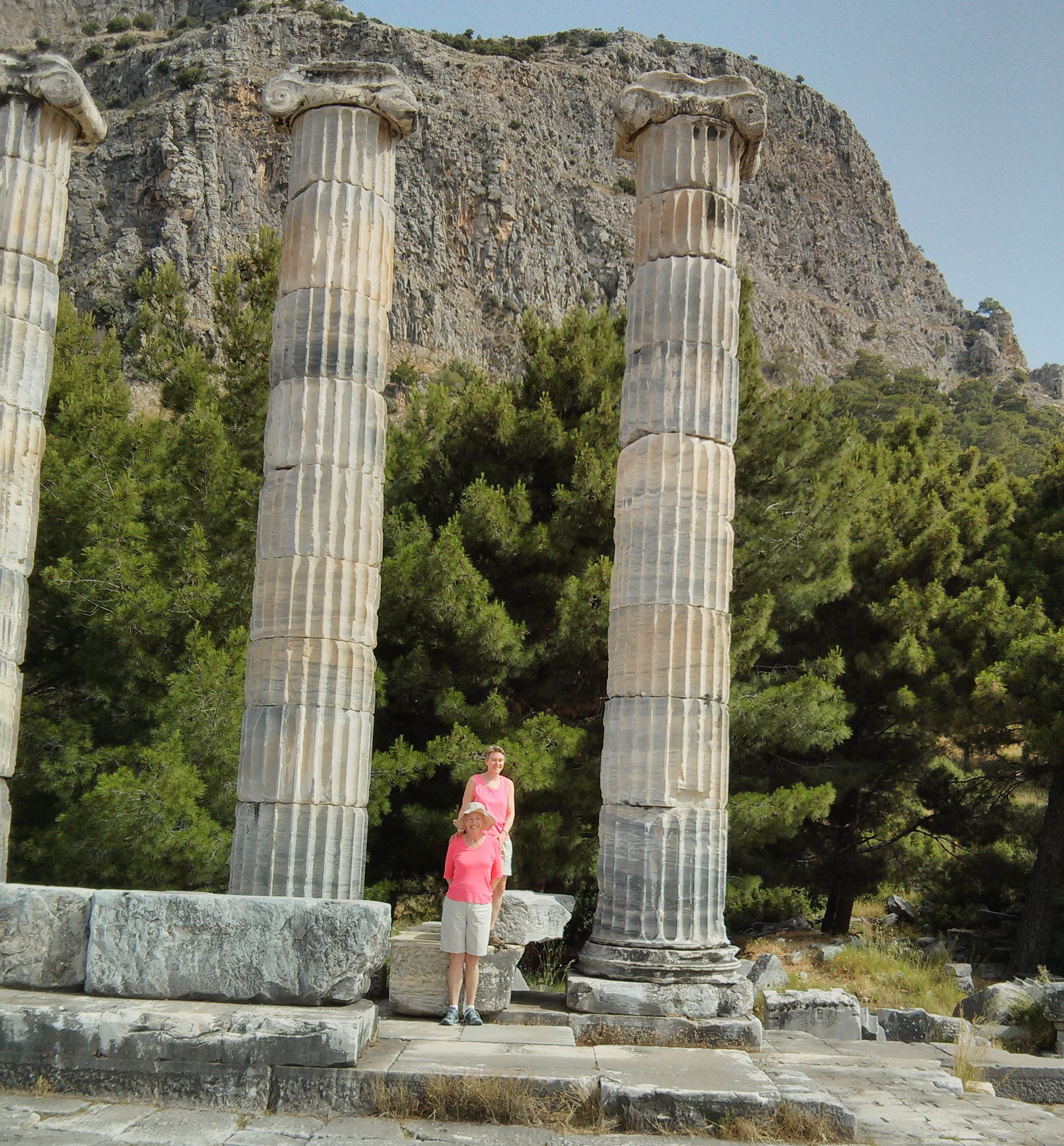 Linda Scheffer and Meg Gerken at Temple of Athena, Priene, Turkey