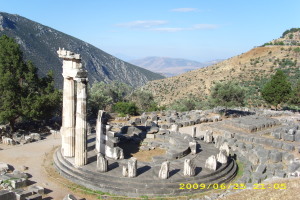View from Pronaia, Sanctuary before the Temple of Apollo at Delphi, Greece